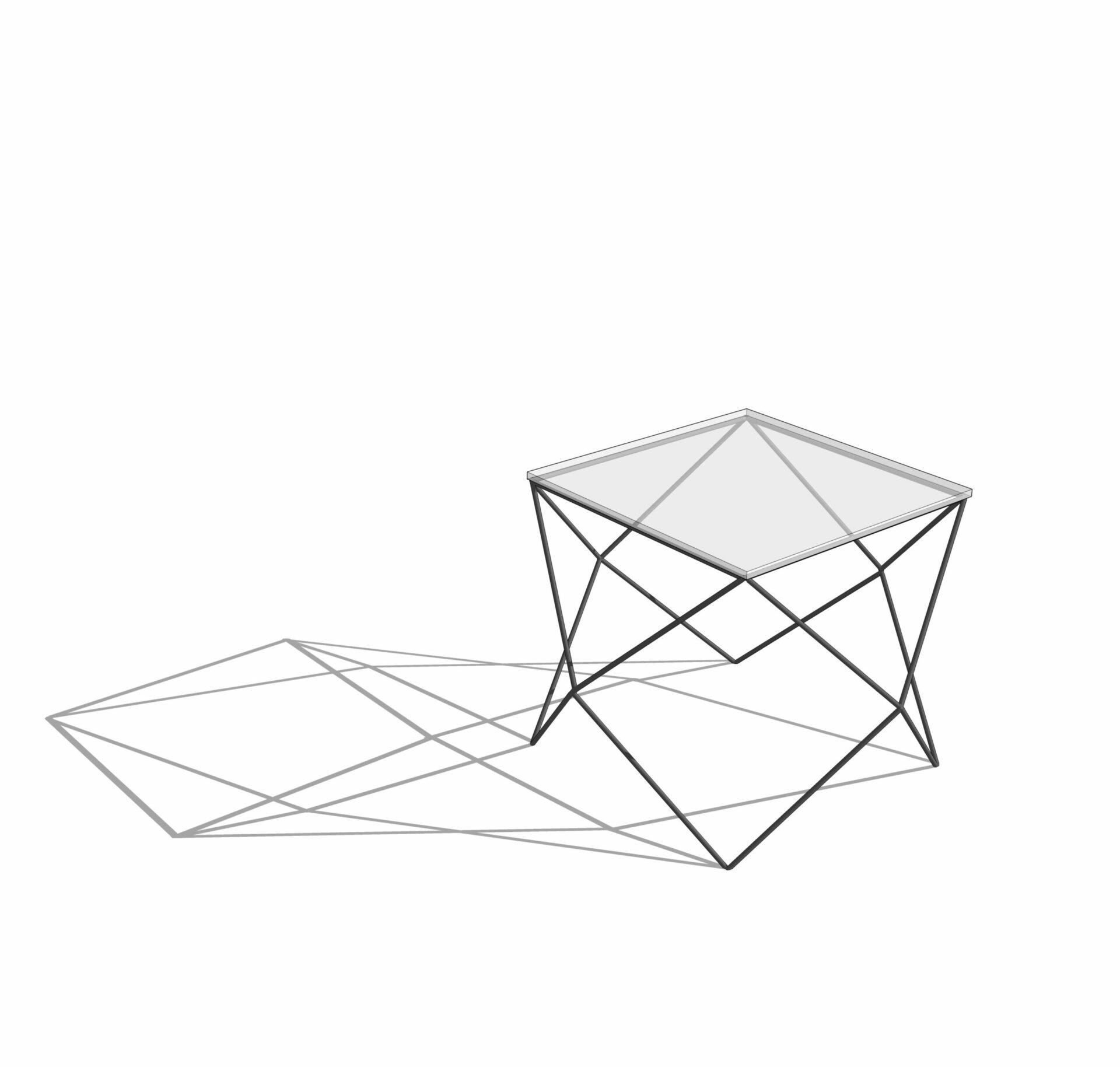 table basse carrée galaxie sur fond blanc