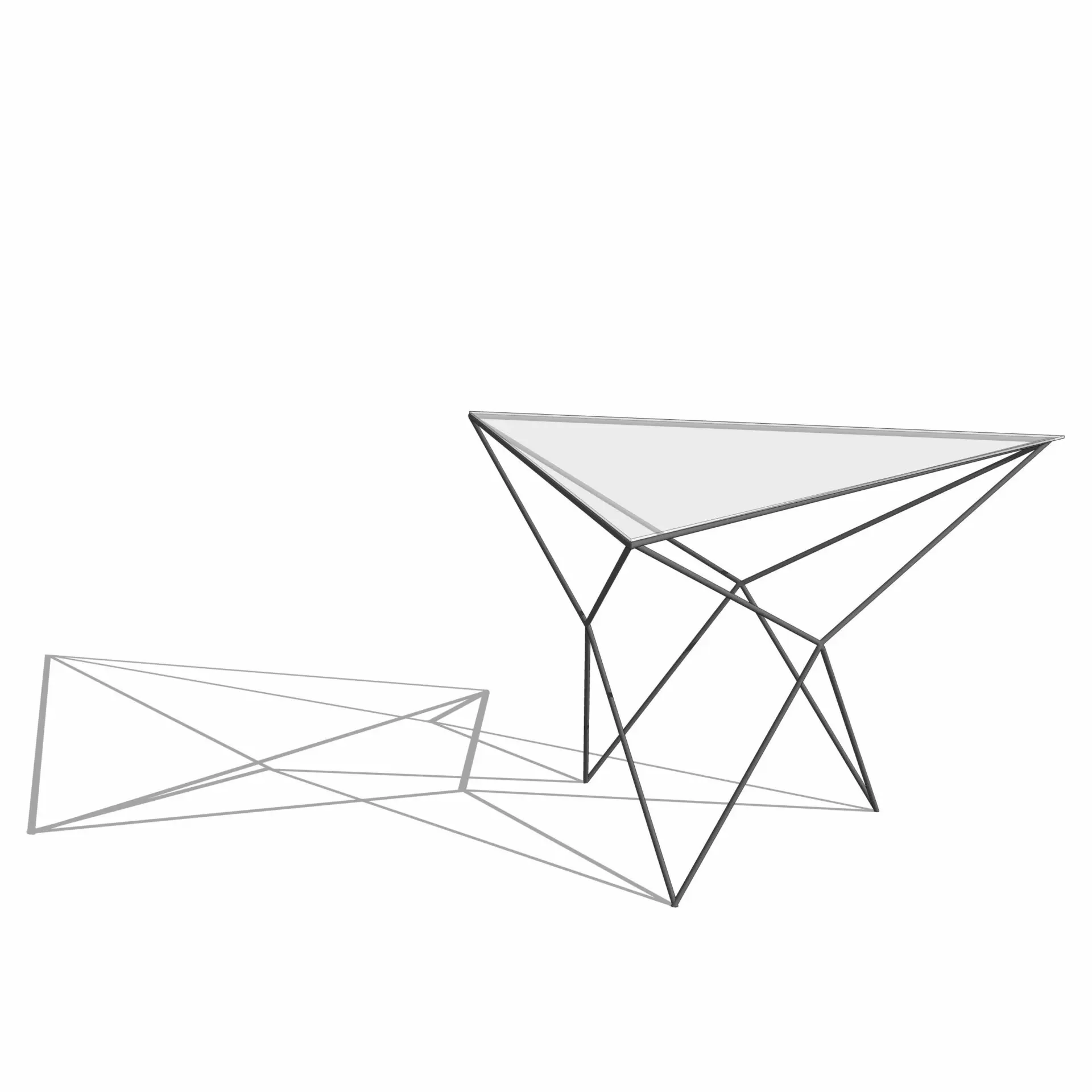 table basse triangulaire météore sur fond blanc