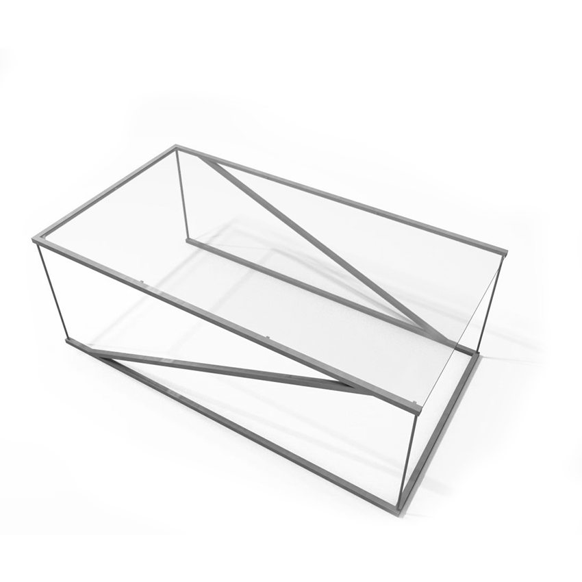 table basse metal suspension sur fond blanc