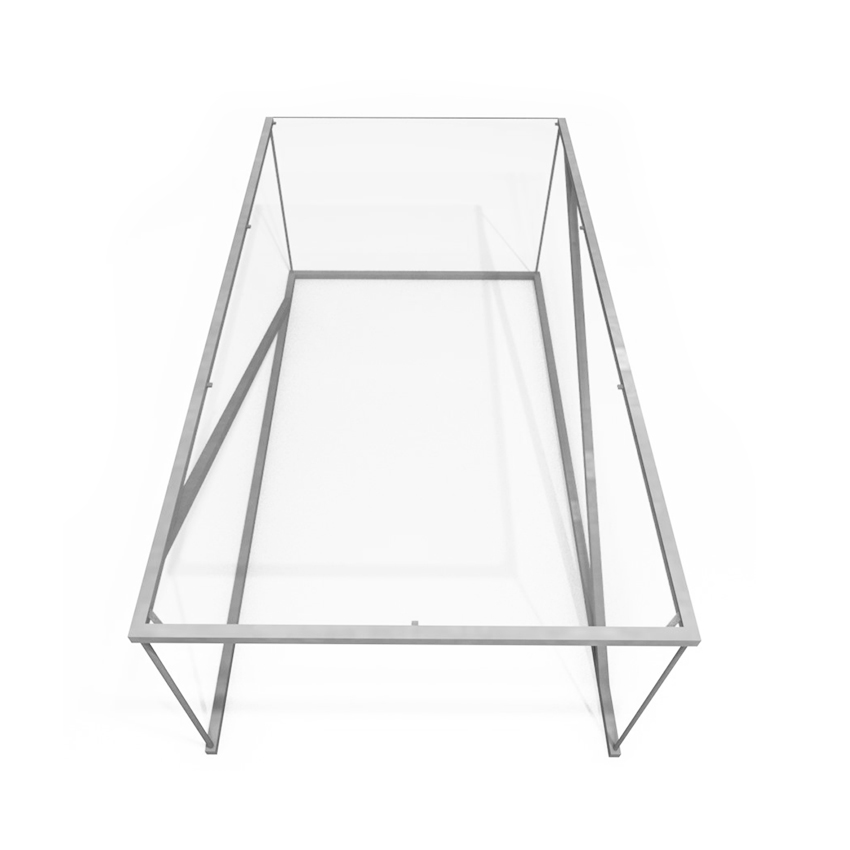 table basse metal suspension sur fond blanc