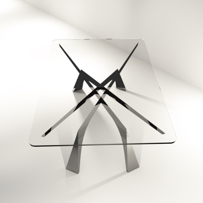 table basse moderne crépuscule sur fond blanc