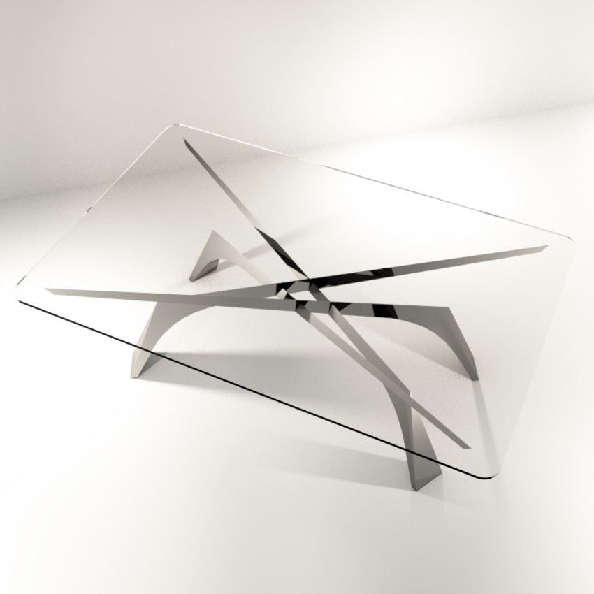 table basse moderne crépuscule sur fond blanc