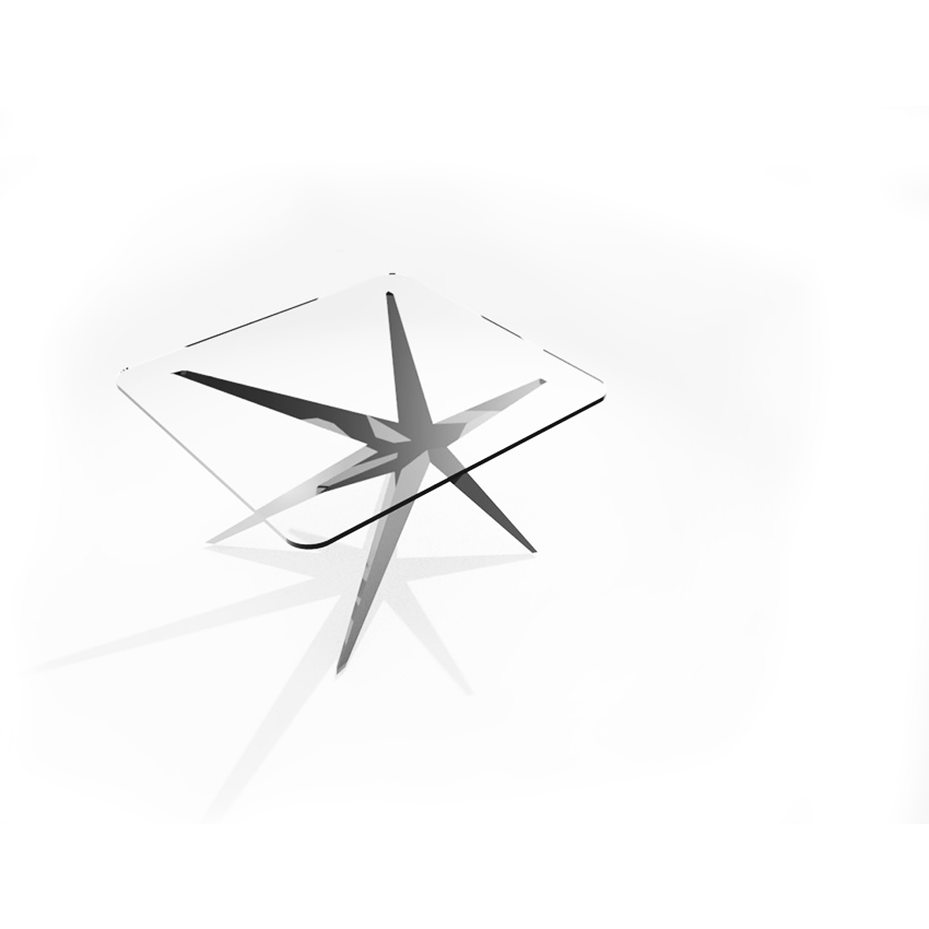 petite table basse étoile sur fond blanc