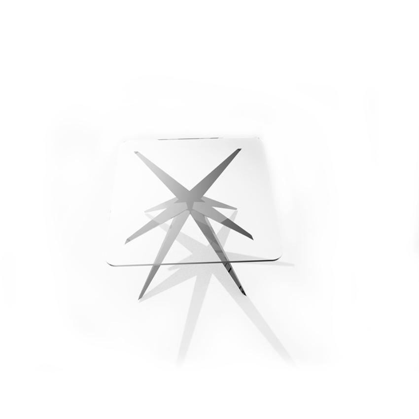 petite table basse étoile sur fond blanc