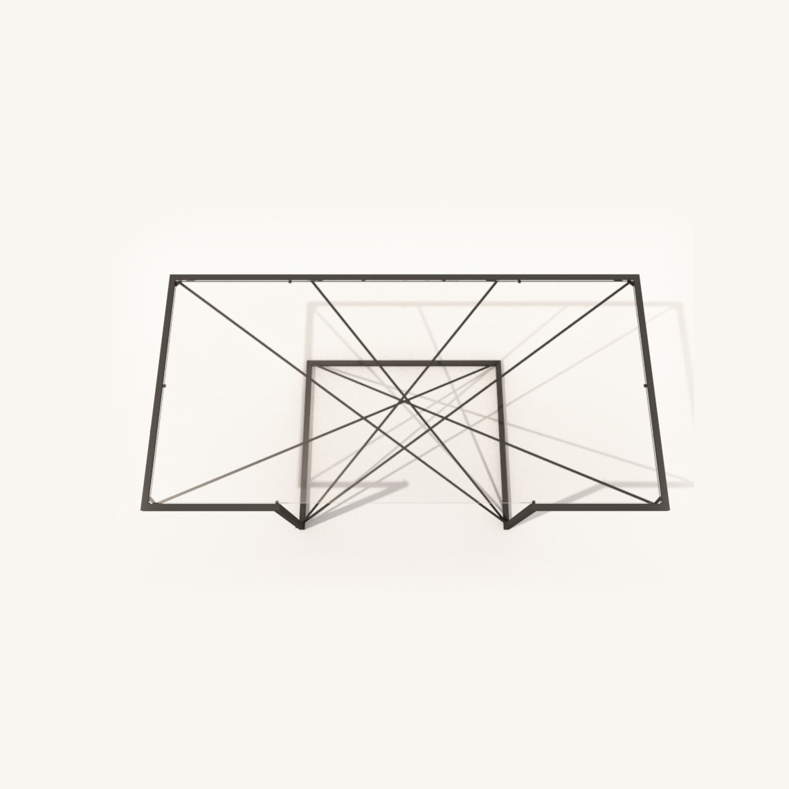 table basse verre et metal infini sur fond blanc