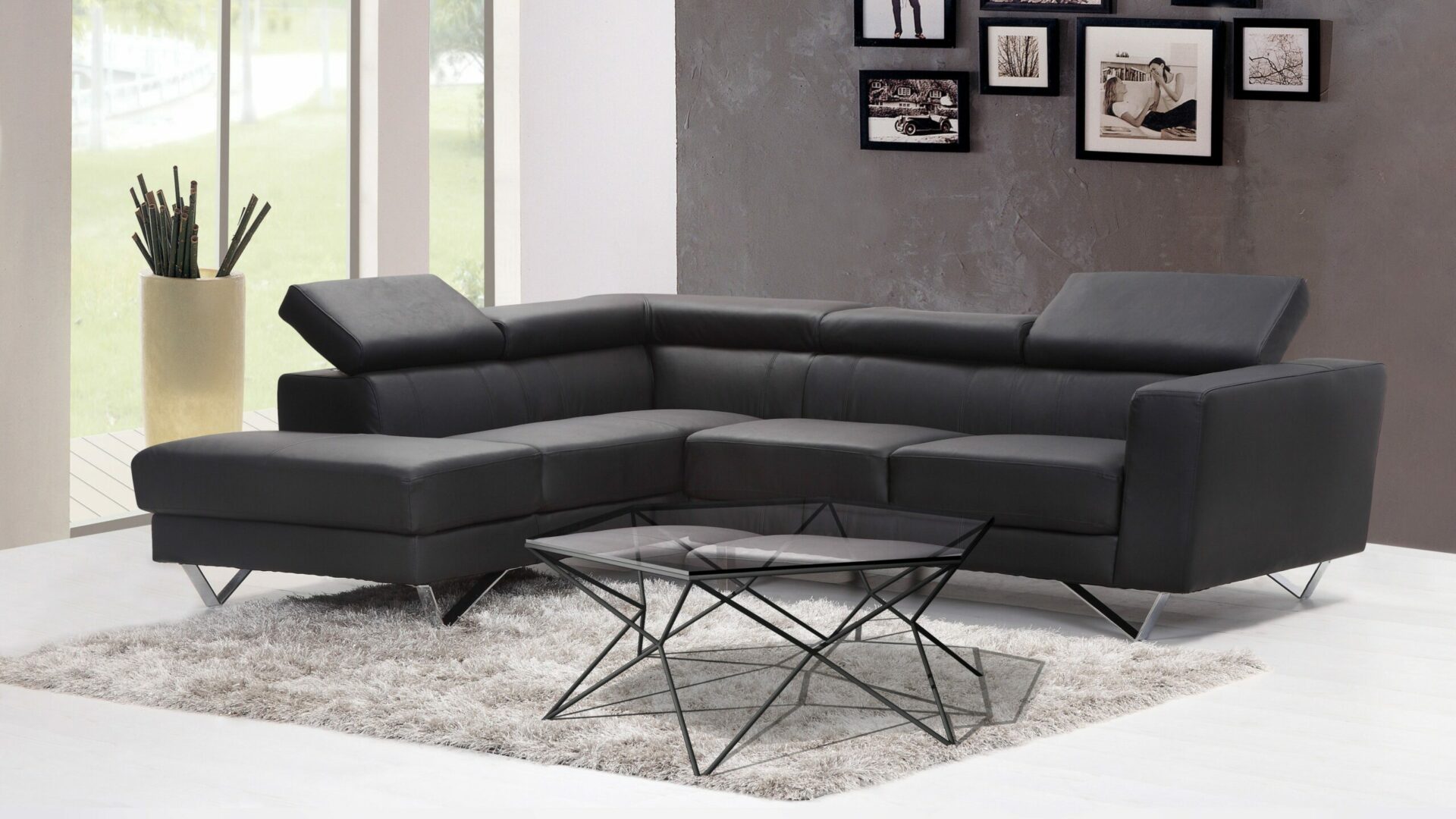 table basse hexagonale astre dans un salon