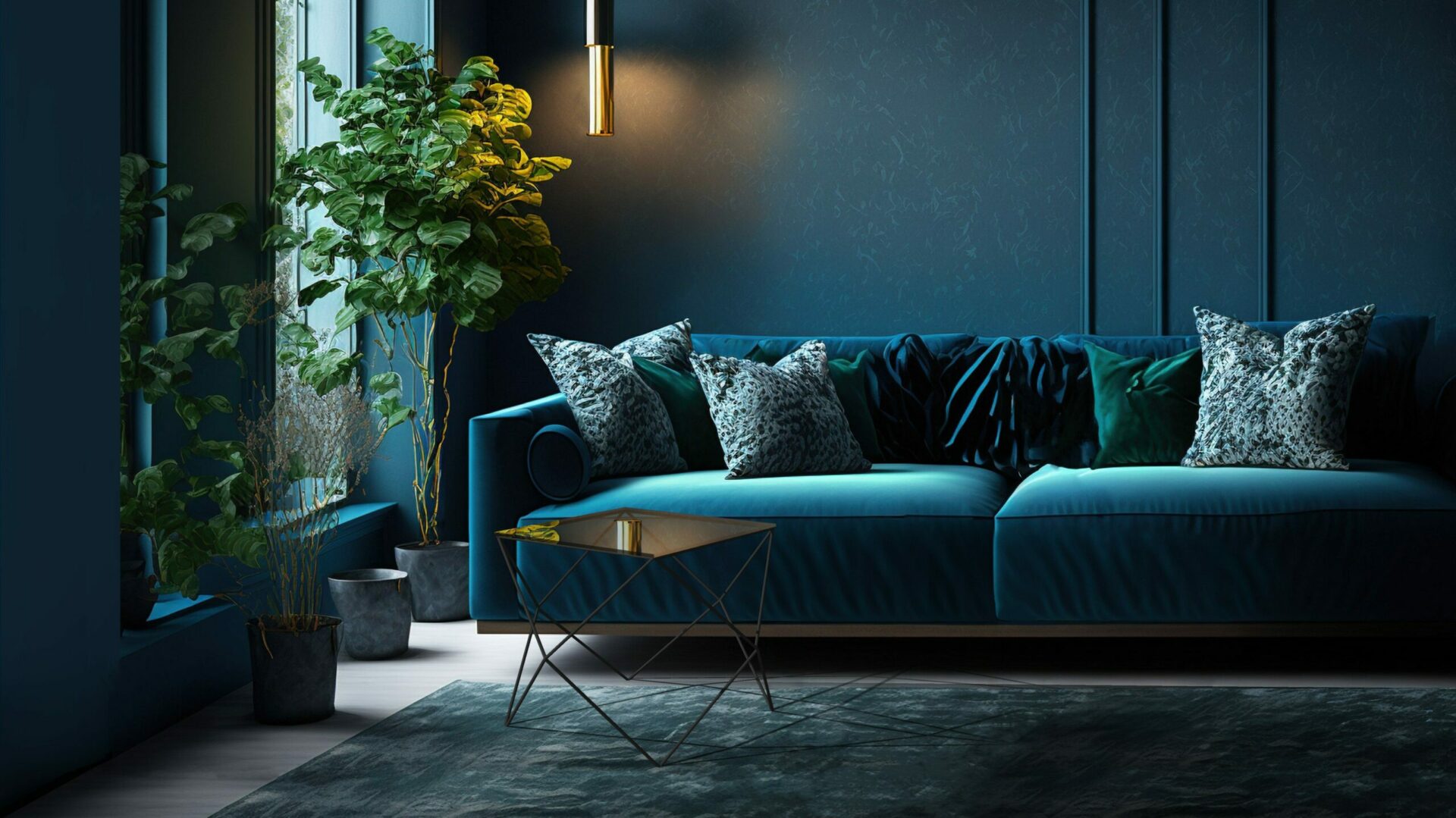 table basse carrée galaxie dans un salon chic